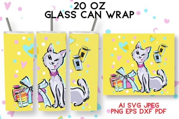20 oz Tumbler Template: Fashion Funny Cat Graphics