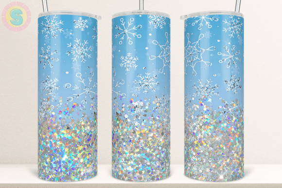 20Oz Christmas Snowflakes Tumbler Wrap Graphics