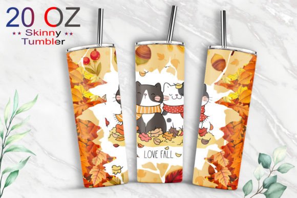 20oz Tumbler Love Fall Sublimation Wrap: Graphics & Print Templates