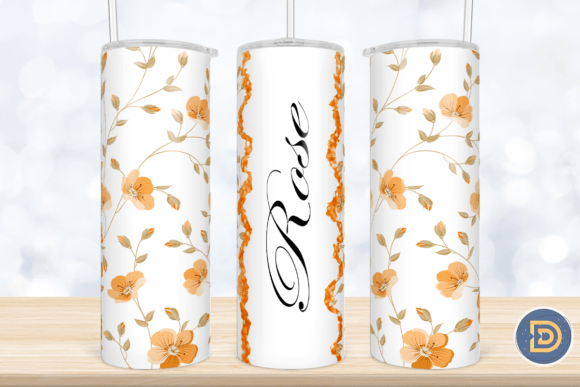 Add Your Text Floral Tumbler Wrap 20Oz Graphics