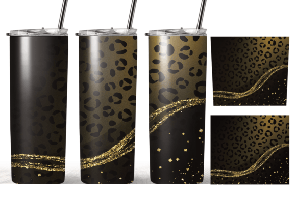 Black Leopard Gold 20oz Skinny Tumbler Graphics
