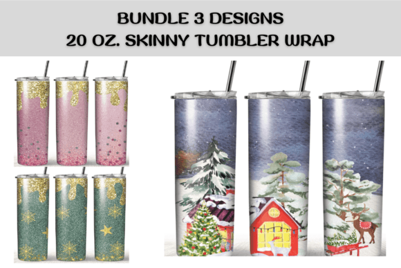 Christmas Bundle Designs Tumbler Wrap: Graphics for Crafts & Content