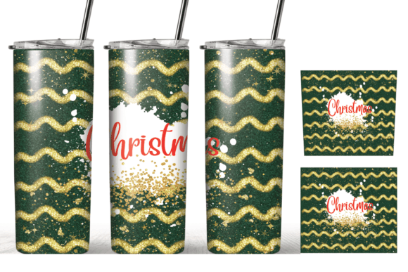 Christmas Glitter Green Tumbler Wrap: Graphics for Crafts