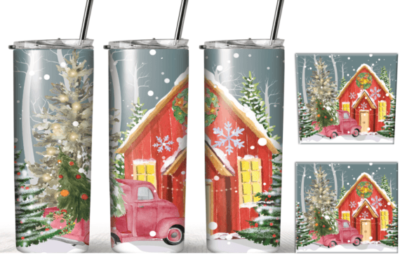 Christmas House 20oz Tumbler Wrap: Graphics for Crafts