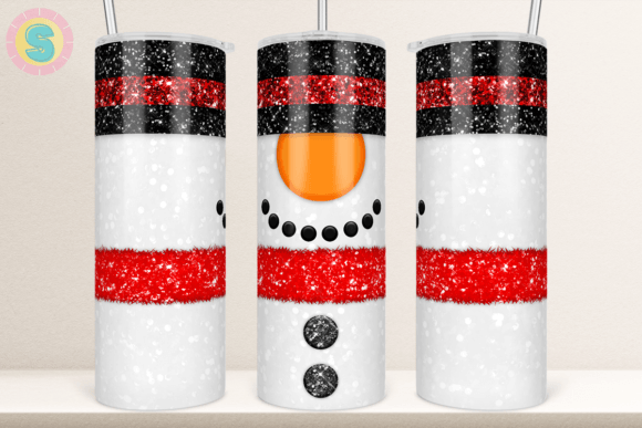 Christmas Snowman Glitter Tumbler Wrap Graphics for Crafts