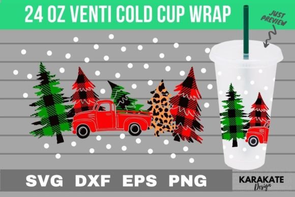 Christmas Truck 24 Oz Venti Cup Wrap: Graphics & Crafts