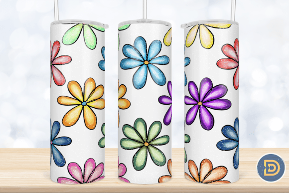 Colorful Floral Snowy Tumbler Wrap 20Oz Graphics for Crafts