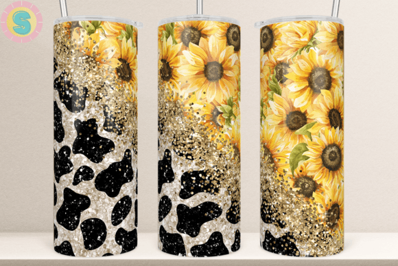 Cow Print Sunflower 20Oz Tumbler Wrap Graphics for Crafts