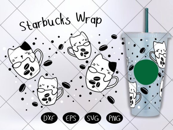 Cute Cat in a Coffee Cup Wrap: Graphics for Crafts & Content
