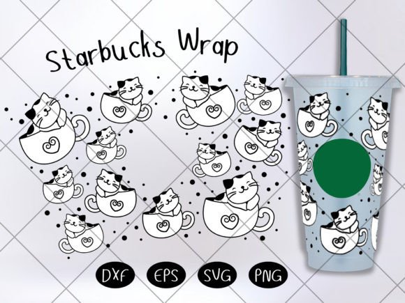 Cute Cat in a Tea Cup Wrap: Graphics for Crafts & Creative Brands