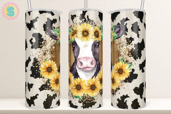 Cute Cow Sunflower Tumbler Wrap: Graphics for Crafts