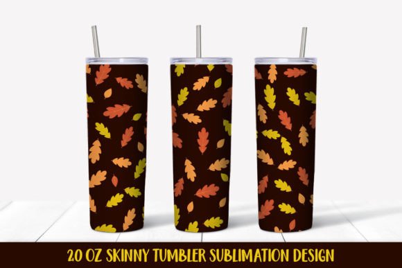 Fall Tumbler Wrap Sublimation Oak Leaves Graphics