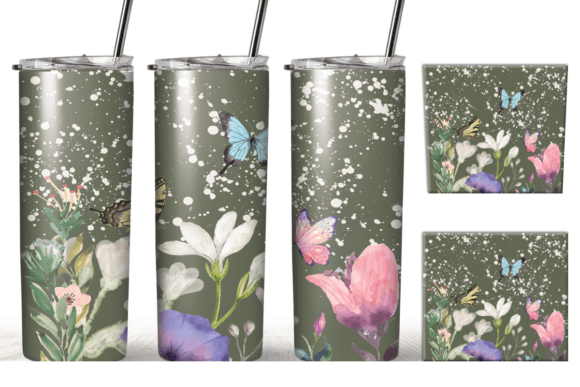 Flower Butterfly Sublimation Tumbler: Graphics for Crafts & Content