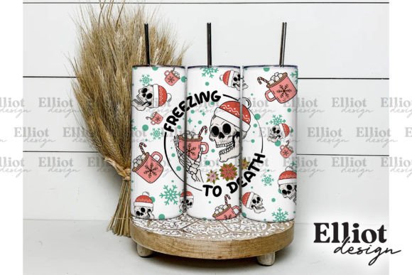 Freezing to Death Skull Tumbler Wrap PNG: Graphics for Bold Crafts Content