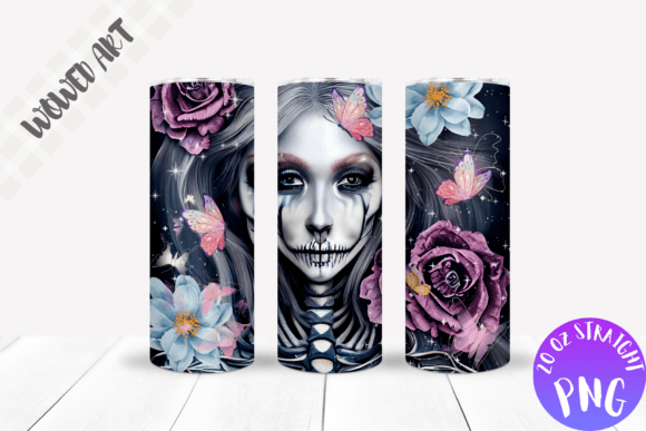 Girl Skeleton with Flowers Tumbler Wrap: Graphics for Crafts