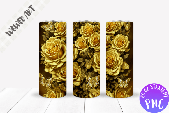 Golden Roses Tumbler Wrap: Graphics for Crafts & Local Branding