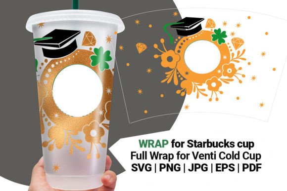 Graduate Wrap Graphics for Starbucks 24 Oz Cups