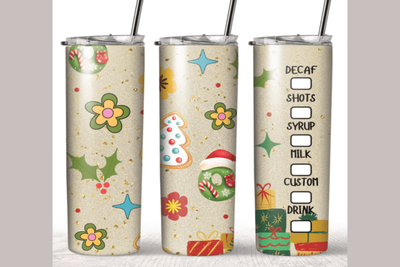 Groovy Retro Christmas Tumbler Wrap: Graphics for Crafts & Content