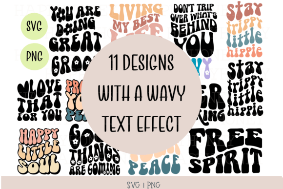 Groovy Wavy Text SVG Bundle for Crafts & Graphics