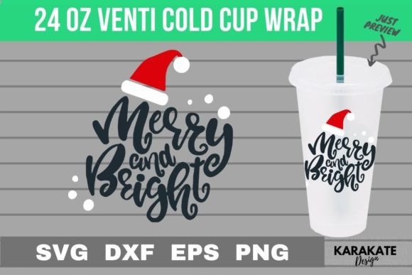 Merry and Bright 24 Oz Venti Cup Wrap: Graphics for Crafts & Branding