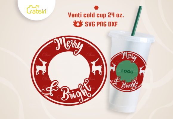 Merry and Bright 24oz Venti Cold Cup Graphics & Crafts