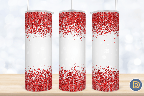 Red Glitter Snowflakes Tumbler Wrap: Graphics for Crafts