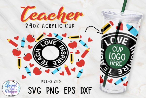 Teacher 24 Oz Cold Cup Can Wrap: Graphics for Crafts Sellers