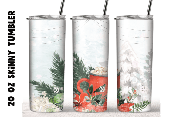 Winter Flowers Coffee Tumbler Wrap: Graphics for Crafts & Seasonal Branding