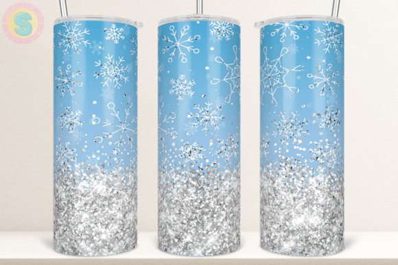 Winter Snowflake Glitter Tumbler Wrap: Graphics for Crafts